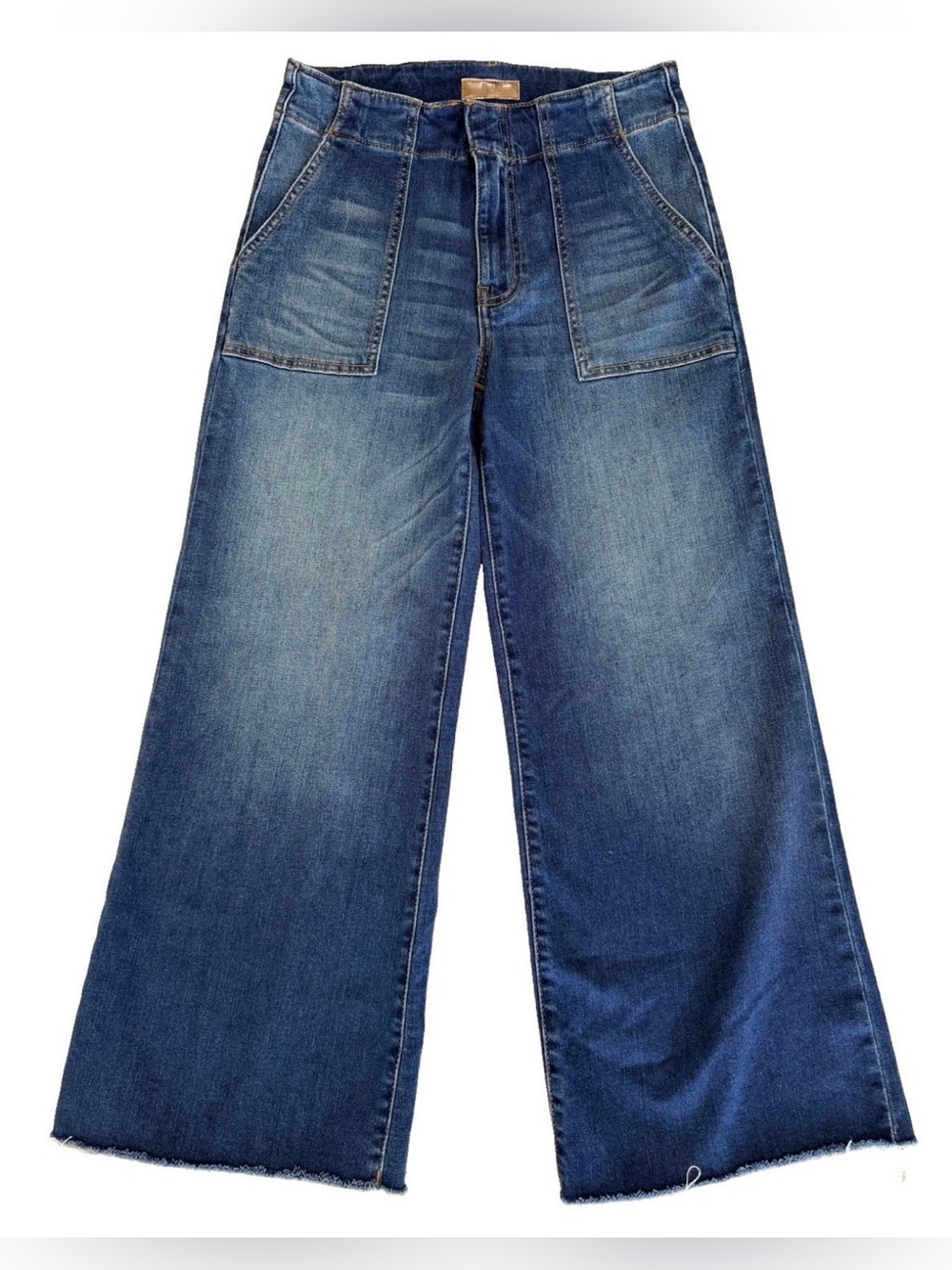 KUT from the Kloth Meg High Rise Fab Ab Wide Leg Raw Hem Jeans Size 2